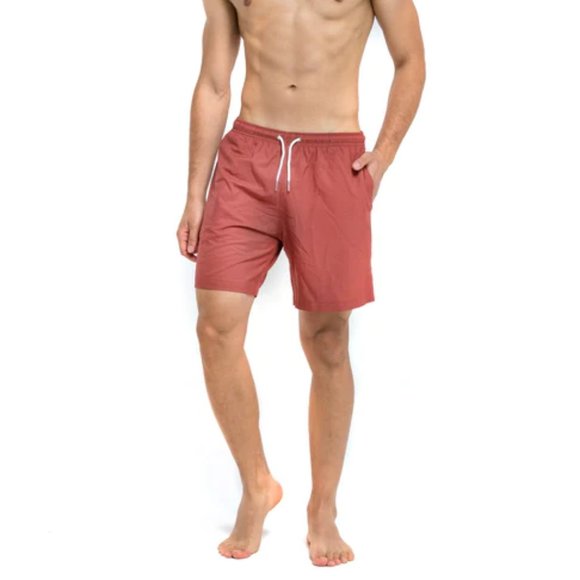 Bermies Men's Burgondi Lined Sustainable Swim Trunks~UPF 50+
